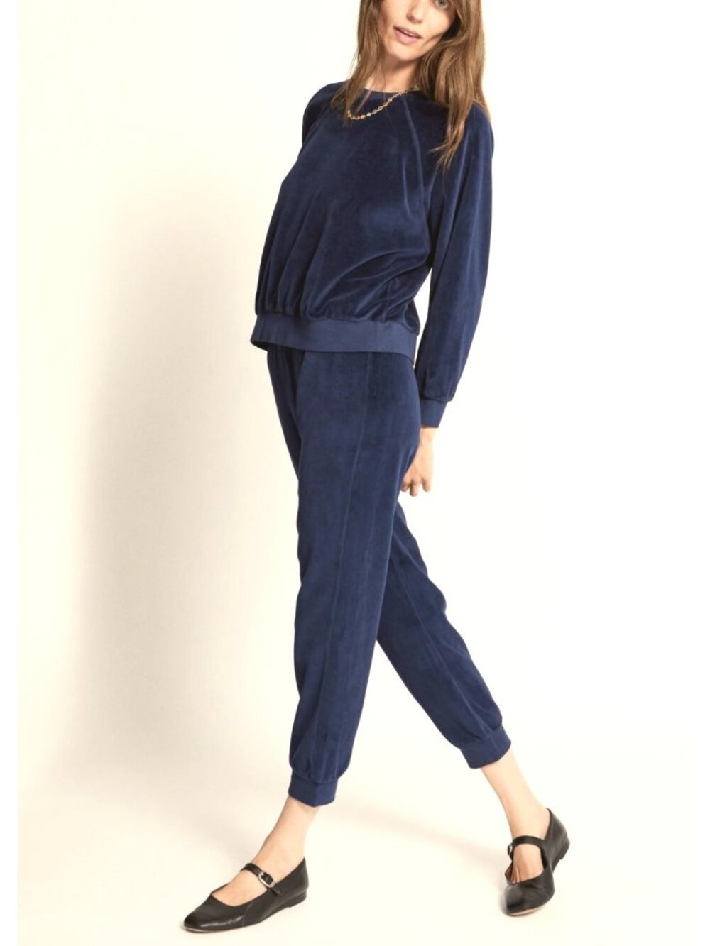 Magaschoni Women's Blue 2-Piece Luxe Lounge Track Set Joggers Velvet Velour S